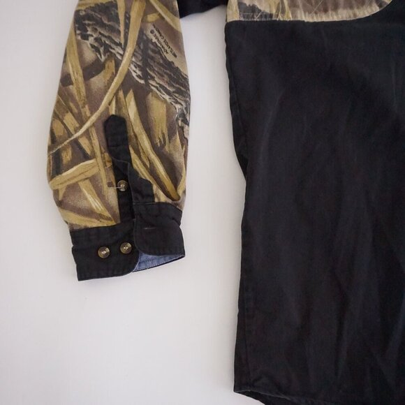 Roper Range Gear Advanced Wetlands Camo Ducks Shooting Patch Button Shirt L - Picture 8 of 10